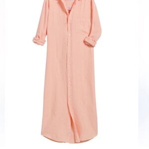 FRANK & EILEEN Sz L Large Linen Rory Maxi Shirt Dress